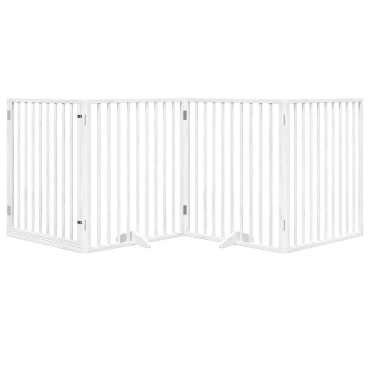 VIDAXL Barriere pour chiens et porte 4 panneaux blanc bois de peuplier