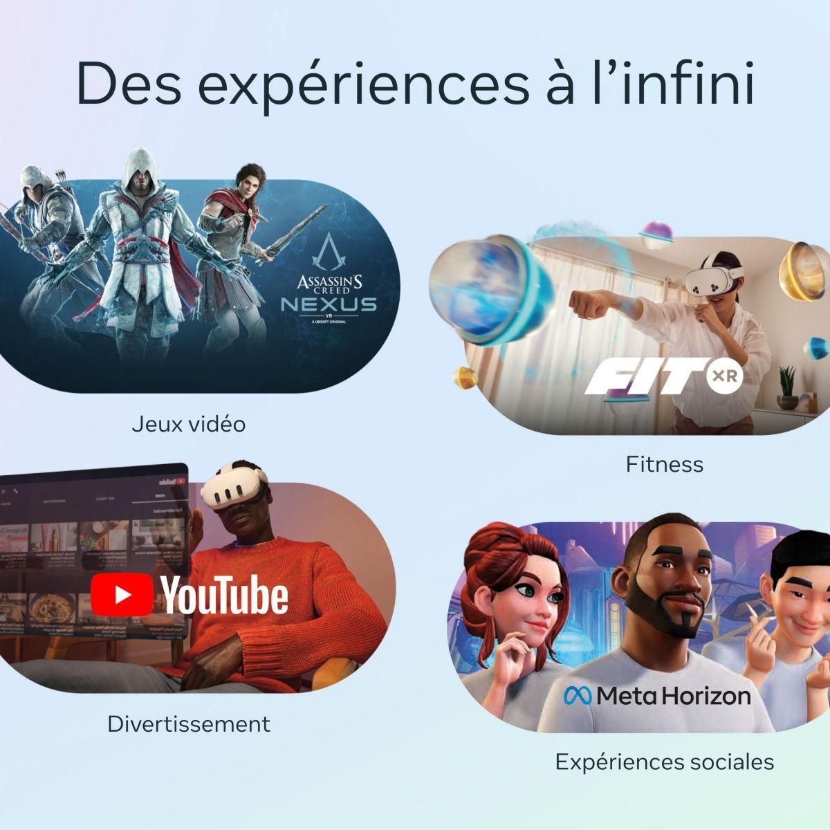 META Casque de réalité virtuelle Quest 3S 256 Go