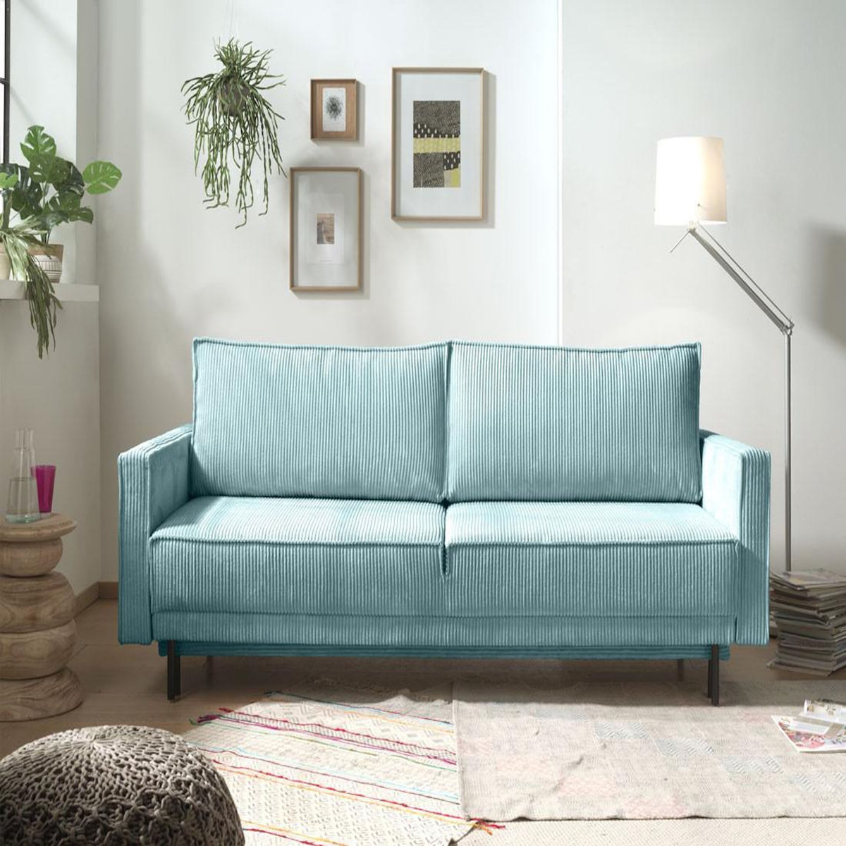 LISA DESIGN Charlie - canapé 3 places convertible avec coffre - en velours côtelé