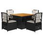 Voir la diapositive 2 : VIDAXL Ensemble a manger de jardin coussins 5pcs Noir Resine tressee
