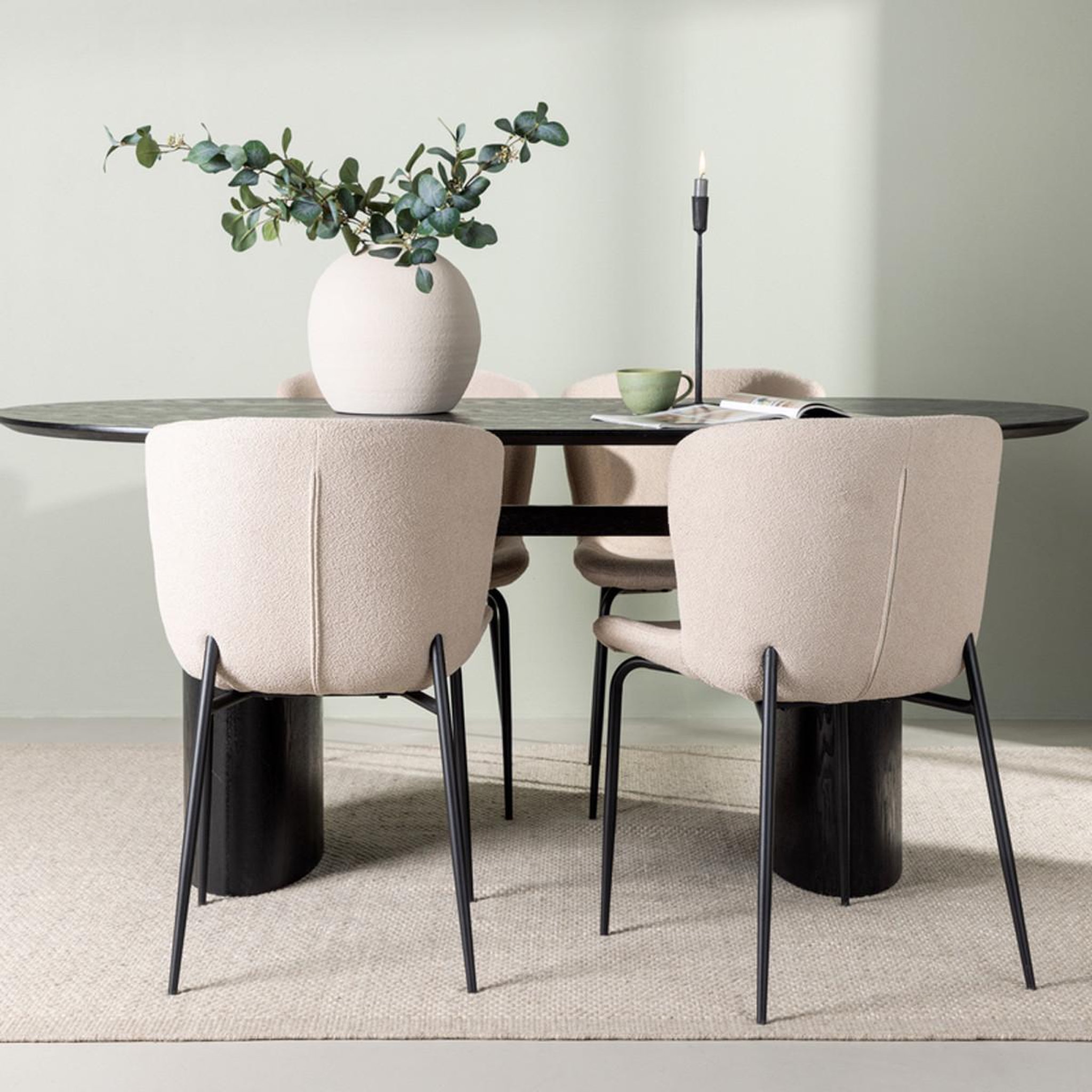 Voir la diapositive 5 : Paris Prix Ensemble table à manger & 4 chaises  isolde & modesto  180cm noir & beige