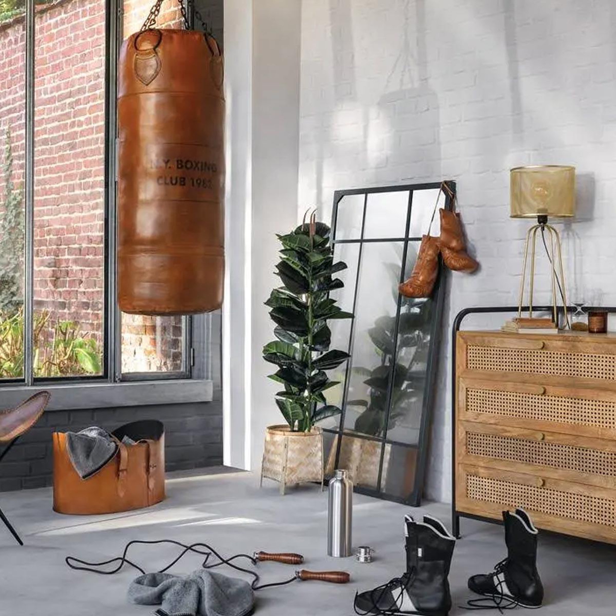 Voir la diapositive 2 : ATMOSPHERA Gants de boxe en cuir  loft  25cm marron caramel