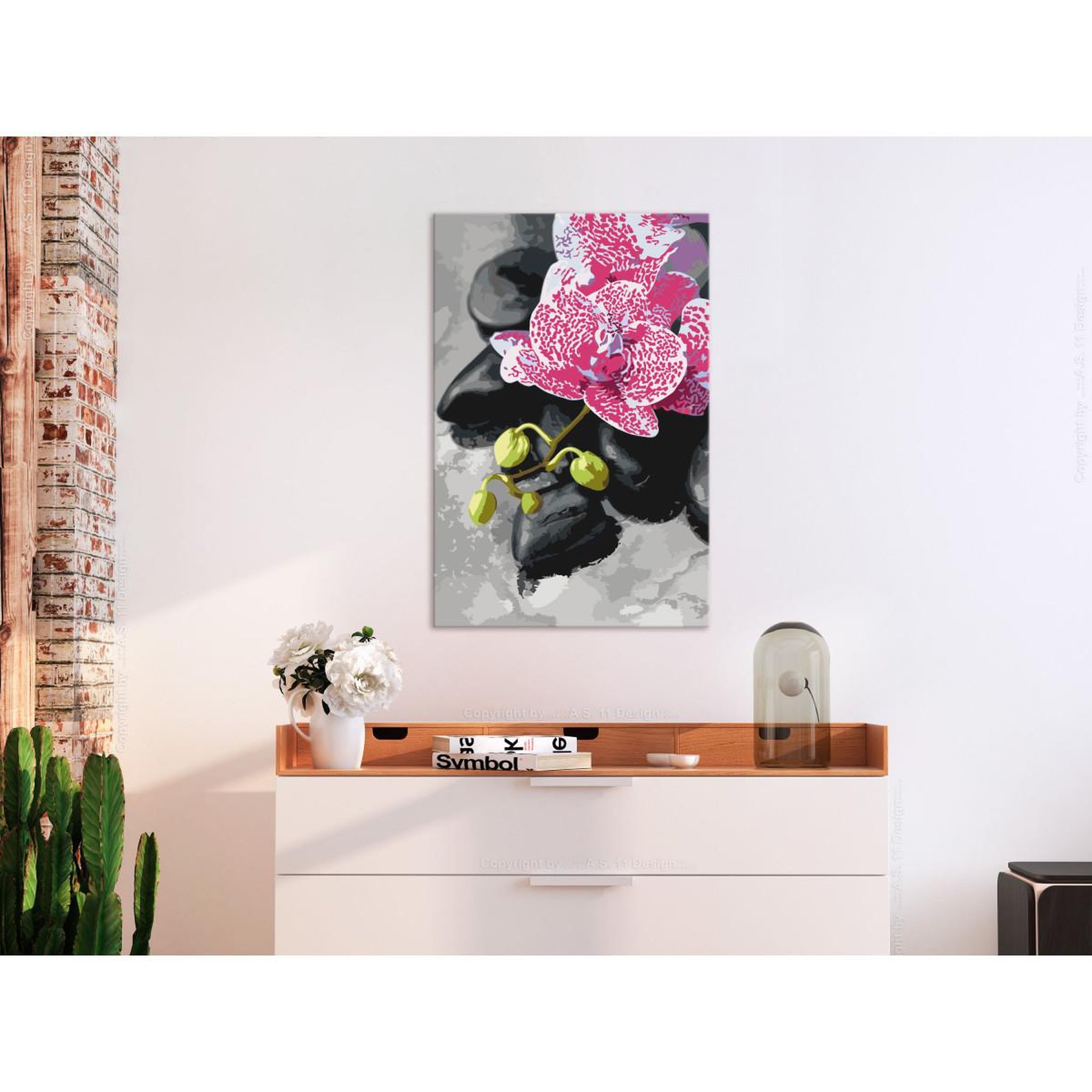 Voir la diapositive 2 : Paris Prix Tableau à Peindre Soi-Même  Orchidée Rose  40x60cm