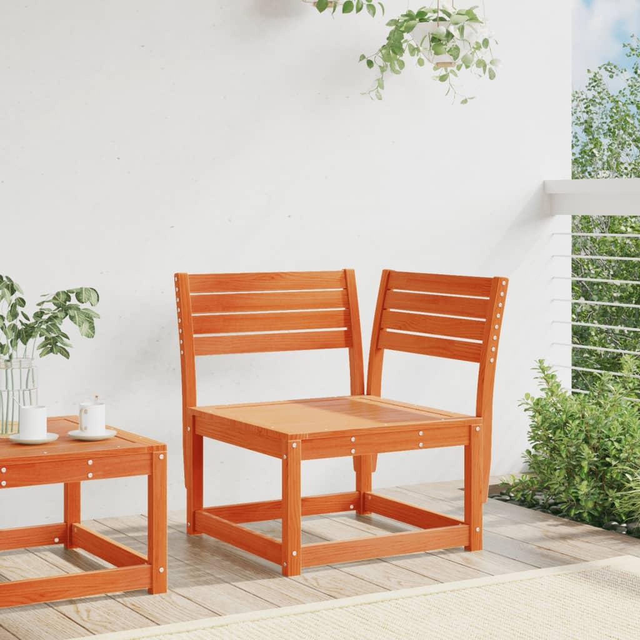 Voir la diapositive 3 : VIDAXL Canape d'angle de jardin cire marron 73x73x78cm bois pin massif