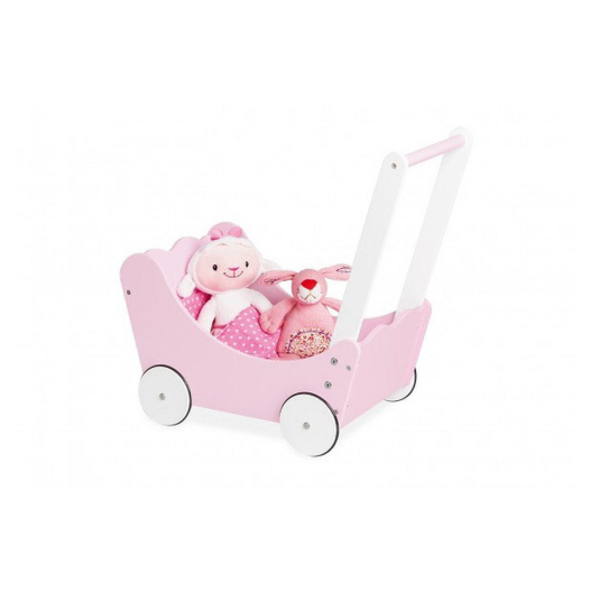 Pinolino Voiture de poupée jasmin complet 4 pièces laqué  mdf rose et laqué blanc
