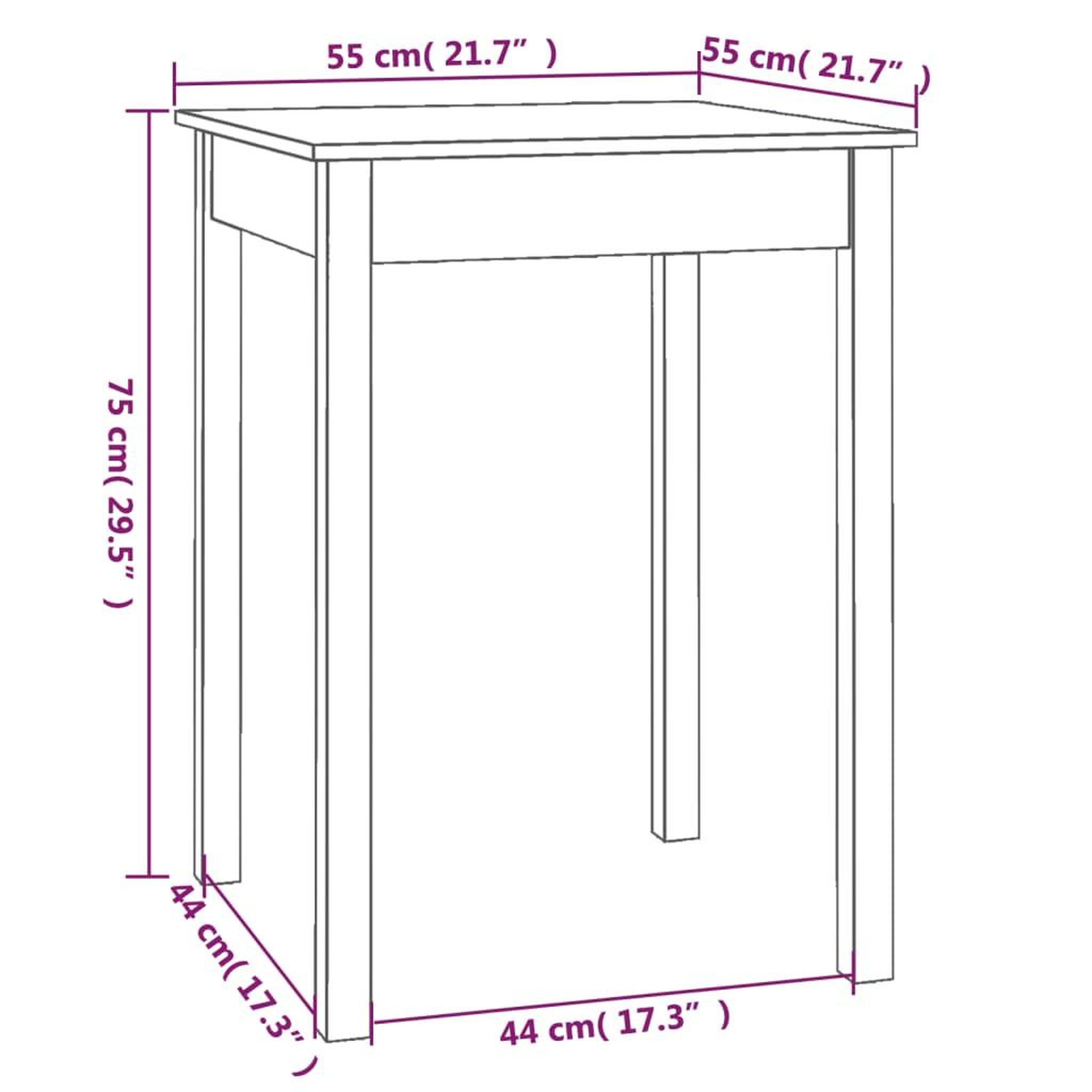 Voir la diapositive 6 : VIDAXL Table a manger Blanc 55x55x75 cm Bois massif de pin