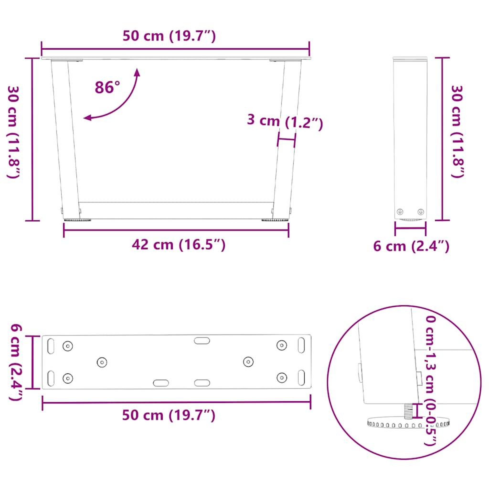 Voir la diapositive 6 : VIDAXL Pieds de table a manger forme V 2 pcs acier naturel acier
