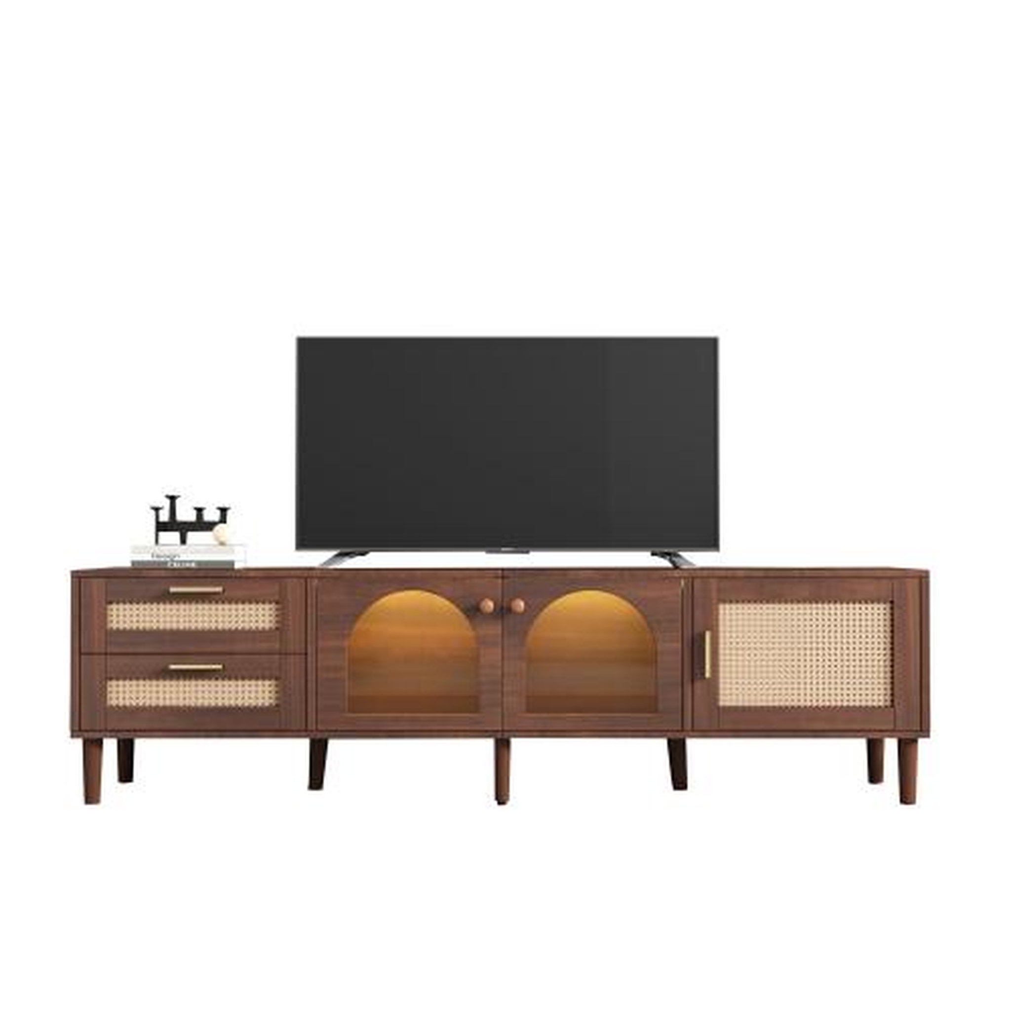 MERAX Meuble tv marron 180 cm led panneau de particules