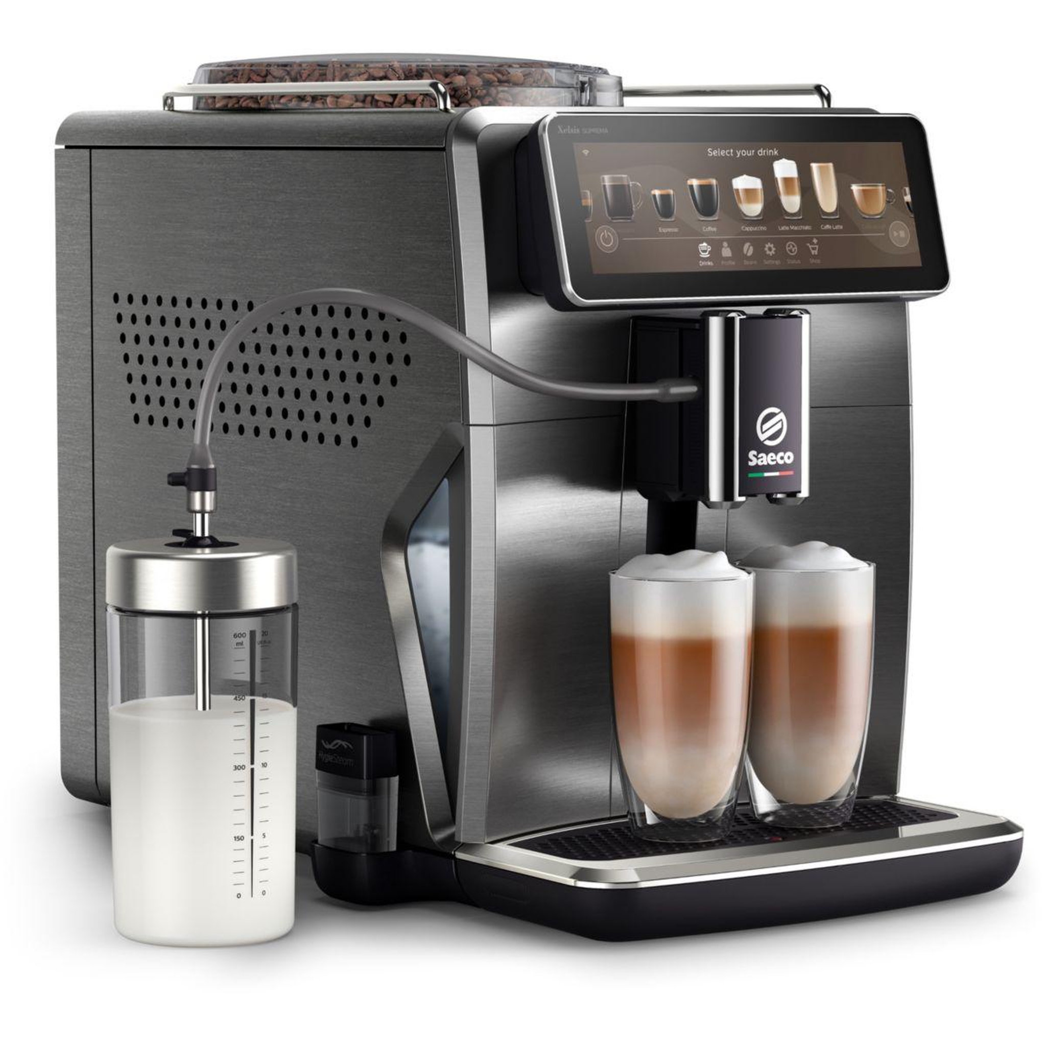 Voir la diapositive 3 : SAECO Expresso broyeur sm8889 cafetière à grain xelsis supréma en métal, connectée, avec carafe à lait