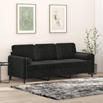 VIDAXL Canape 3 places avec oreillers decoratifs noir 180 cm velours