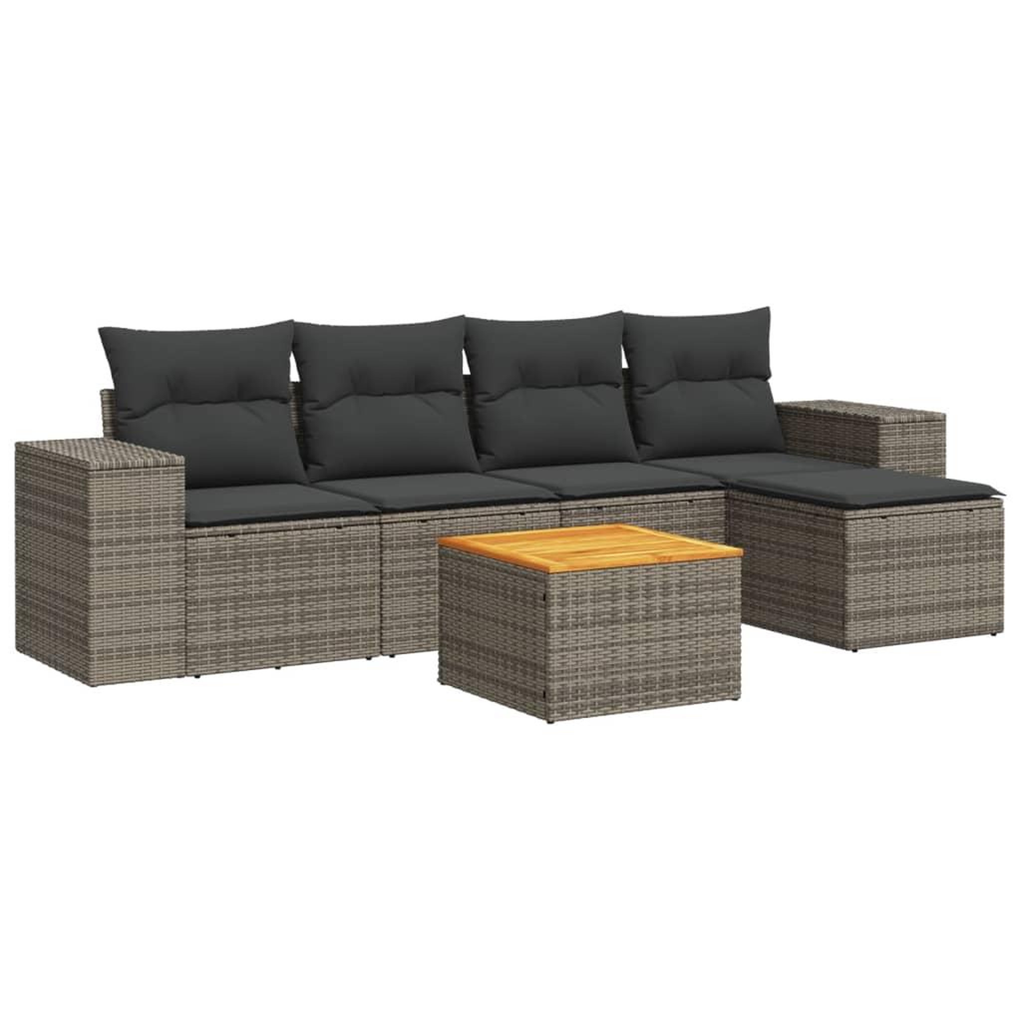 Voir la diapositive 2 : VIDAXL Salon de jardin 6 pcs avec coussins gris resine tressee