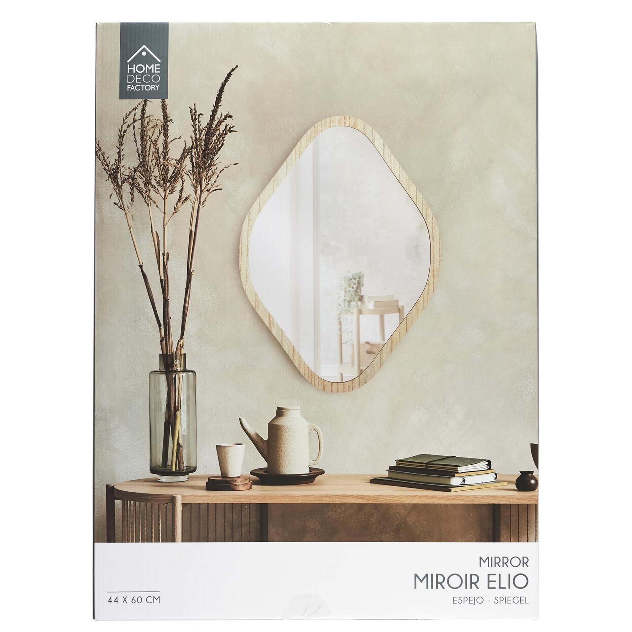 Voir la diapositive 5 : The Home Deco Factory Miroir losange contour bois 44x60 cm - Marron
