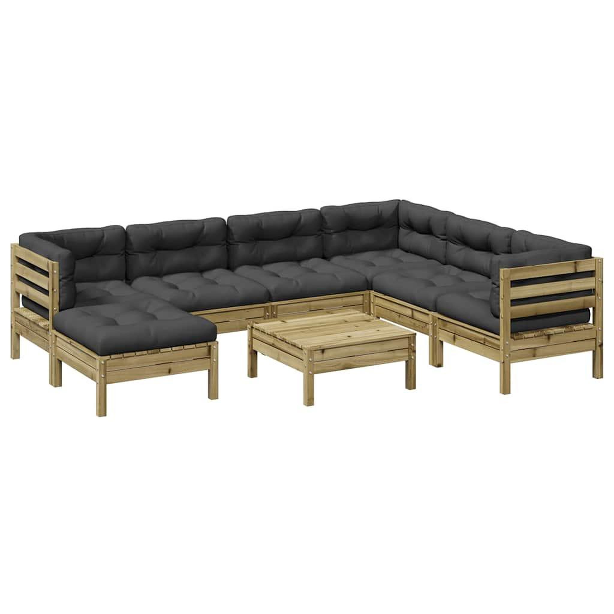 VIDAXL Salon de jardin 8 pcs avec coussins bois de pin impregne