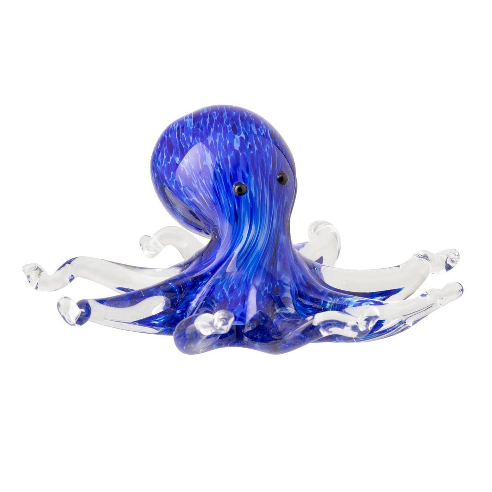 J-LINE Presse-papier pieuvre en verre  océan  19cm bleu