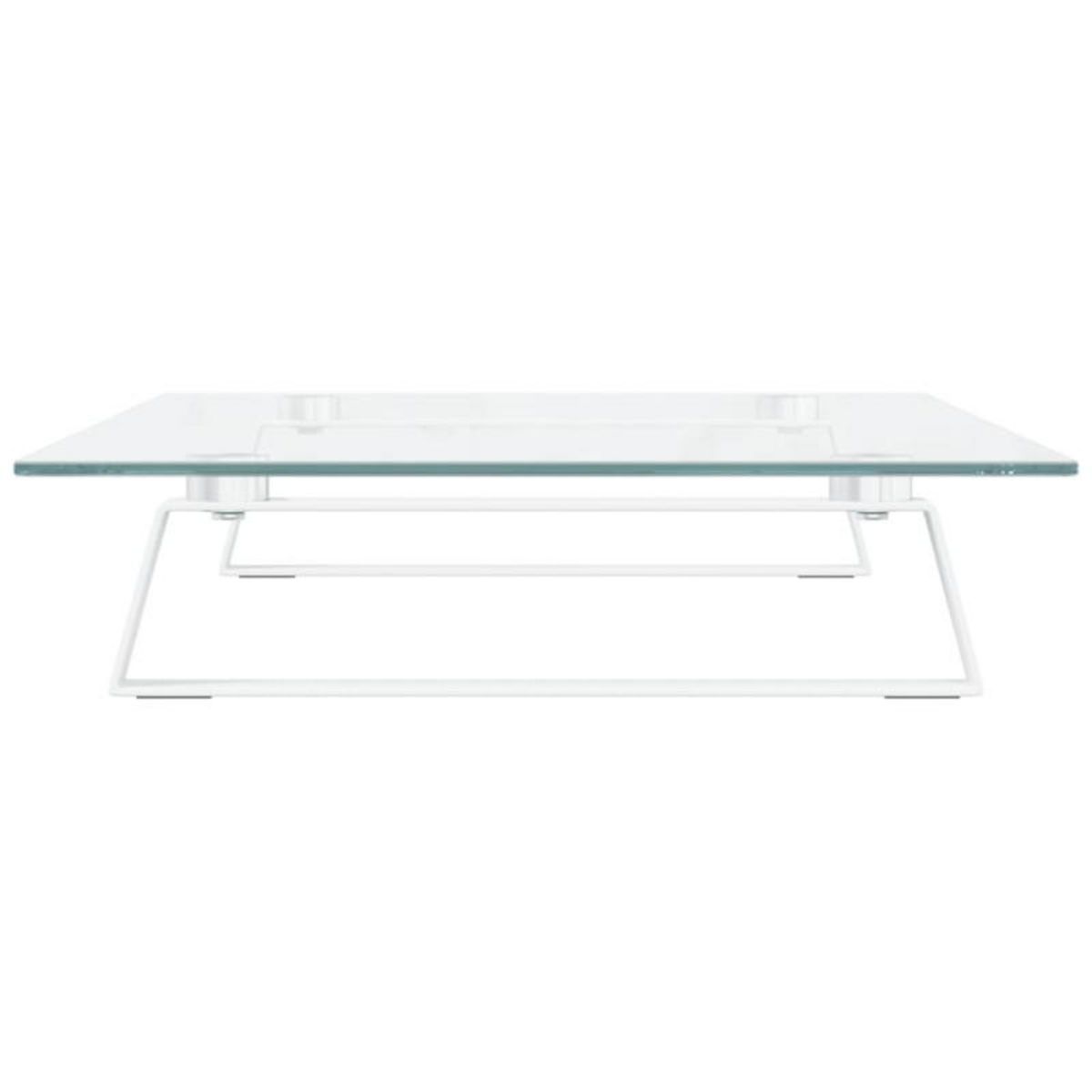 VIDAXL Support de moniteur blanc 60x35x8 cm verre trempé et métal