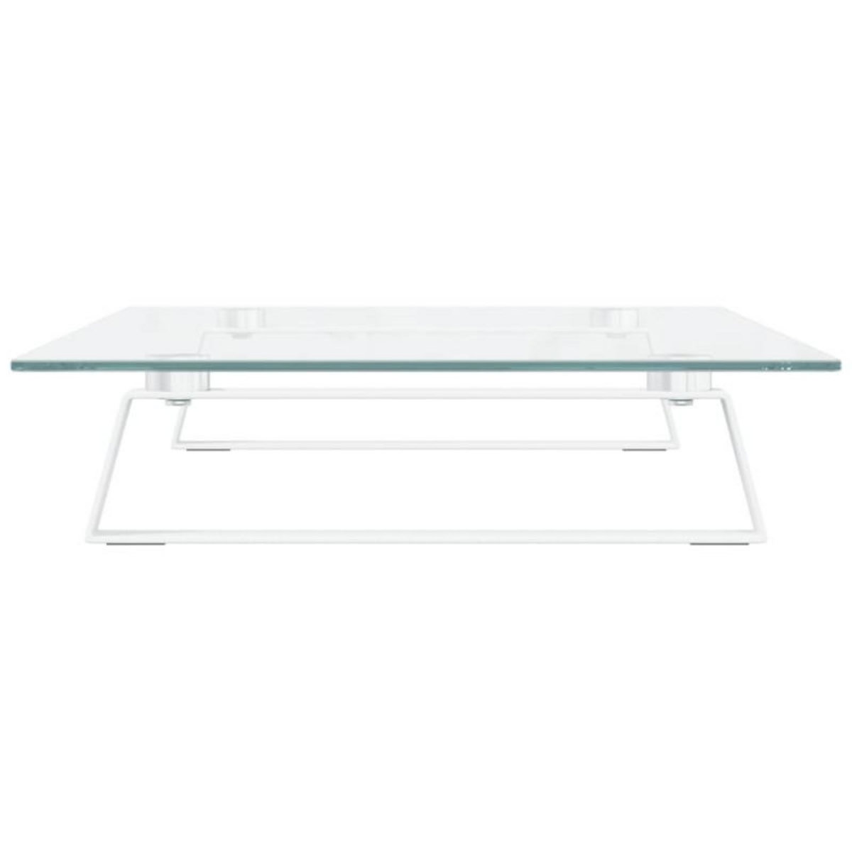 VIDAXL Support de moniteur blanc 60x35x8 cm verre trempé et métal