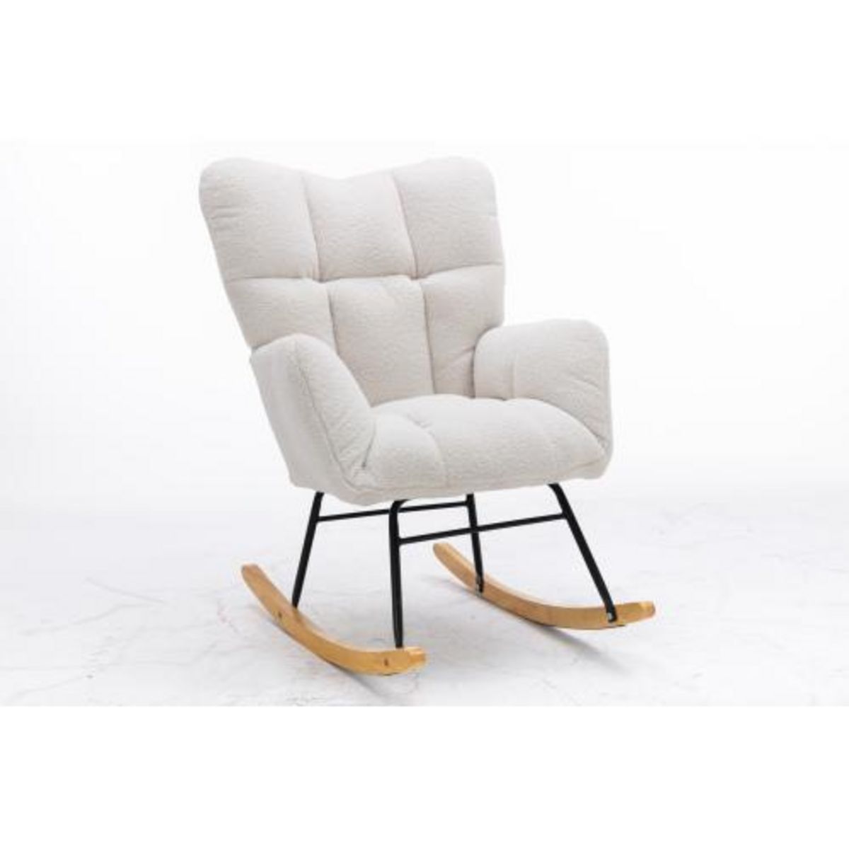 MERAX Fauteuil à Bascule Chaise à Bascule Rocking Chair Fauteuil Relax Teddy Blanc