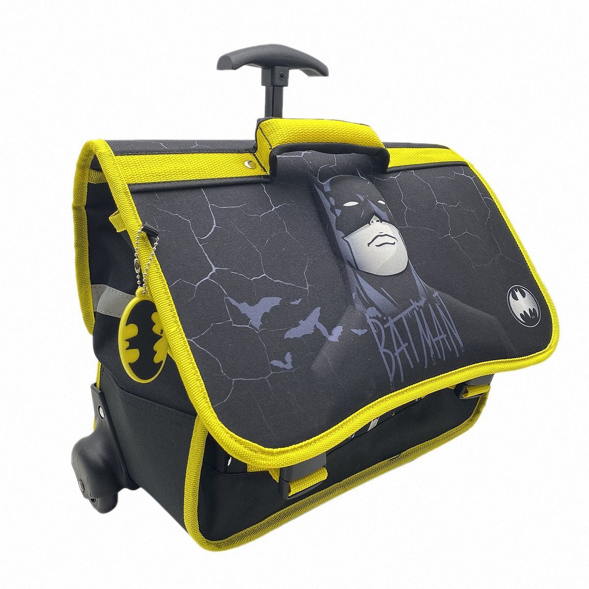 DC COMIC'S Cartable à roulettes 38 cm CP/CE1/CE2 noir et jaune Batman