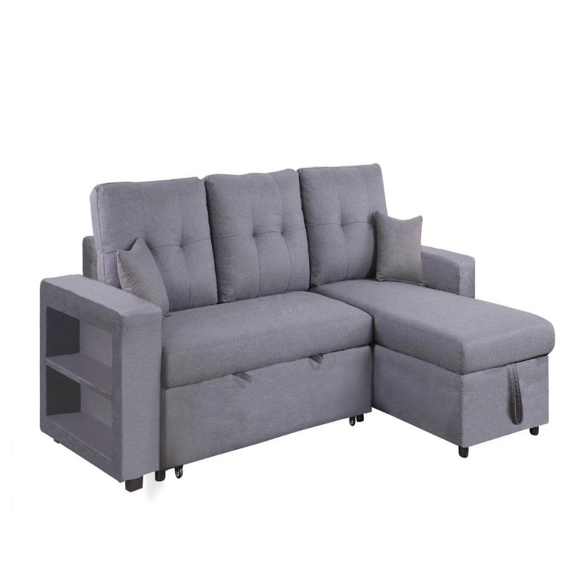 CONCEPT USINE Canapé d'angle droit convertible en tissu gris 4 places glasgow