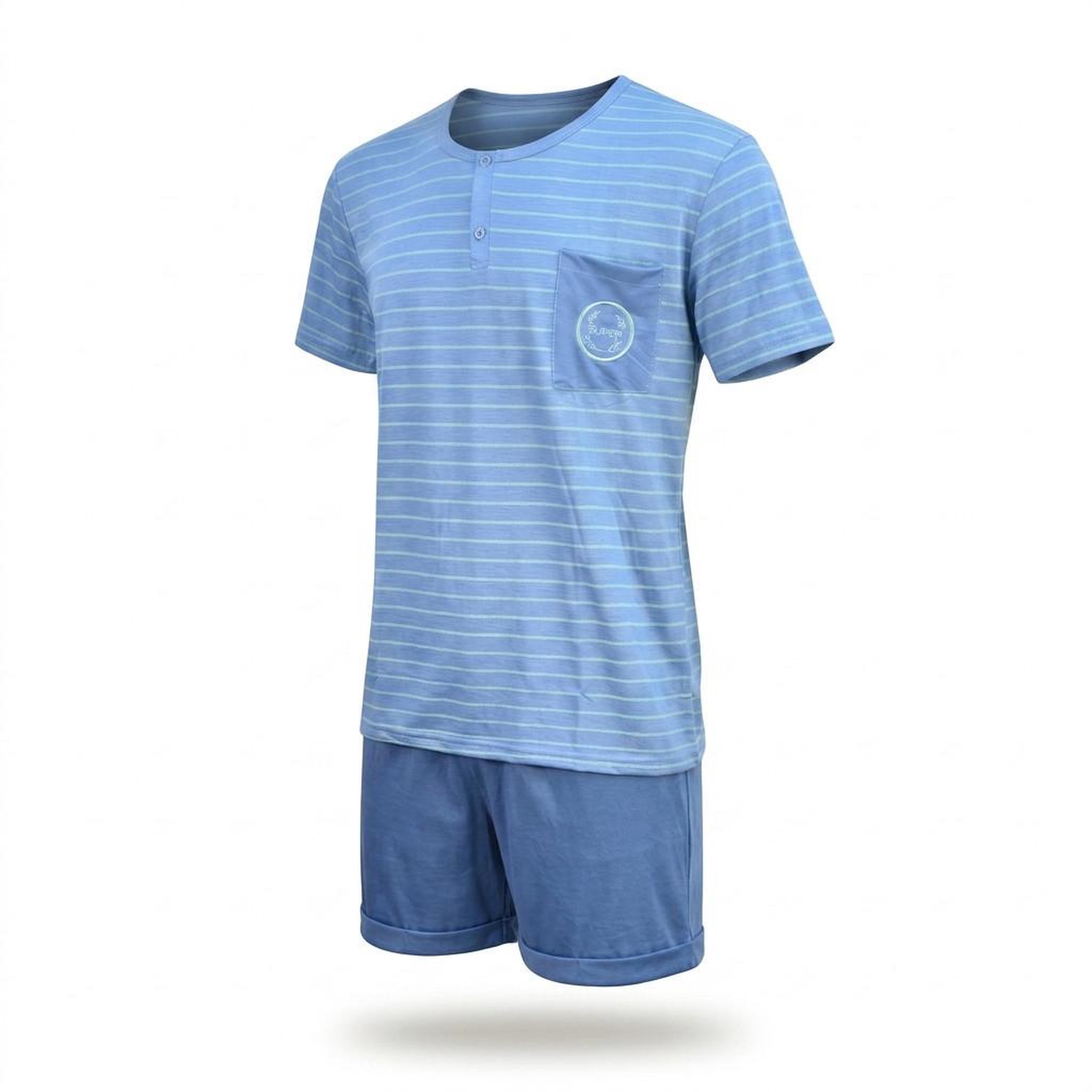 Voir la diapositive 5 : OZABI OZABI Pack 3 Pyjamas Courts Homme Coton Majoritaire, Col Bouton