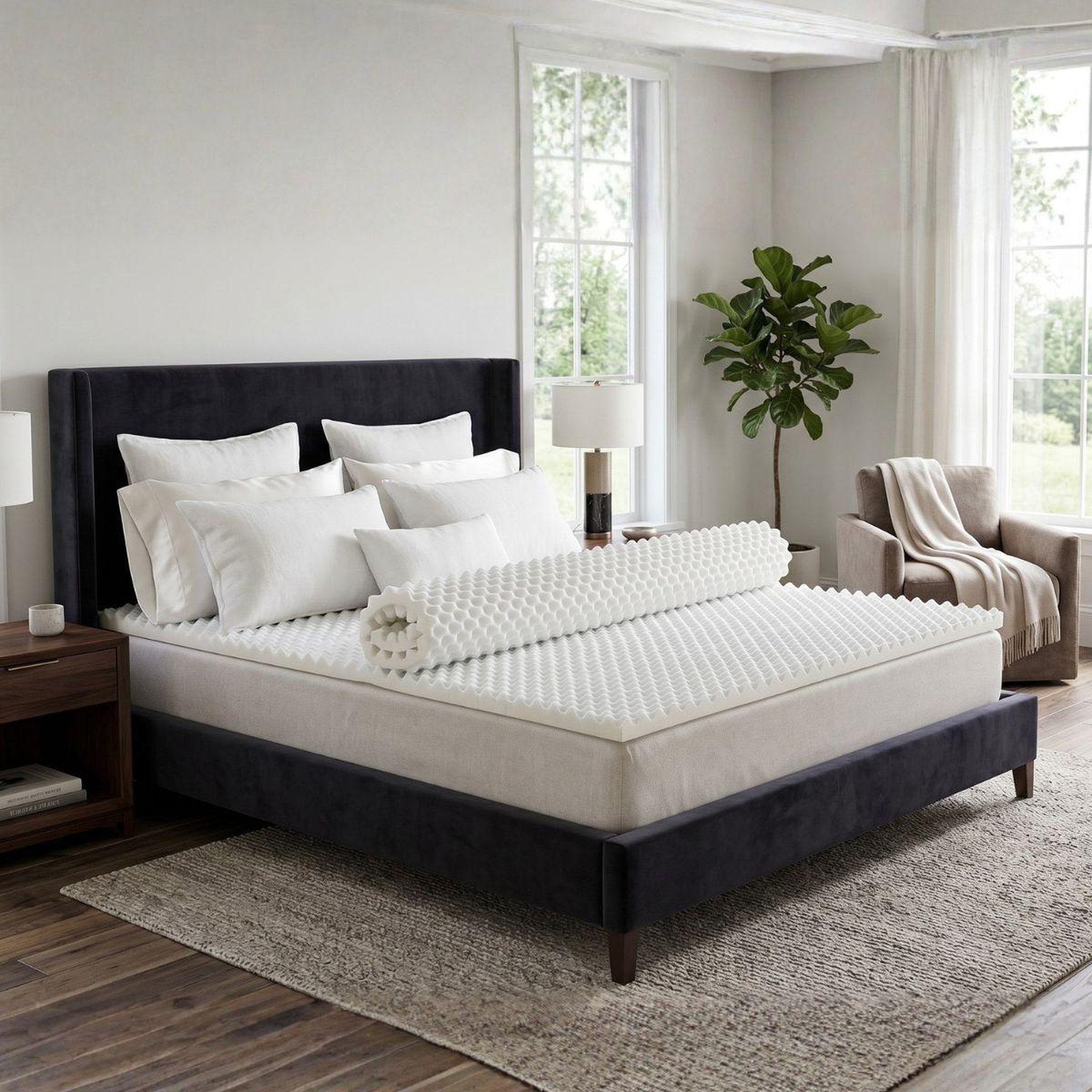 Voir la diapositive 2 : OLYMPE LITERIE OLYMPE LITERIE | Surmatelas NUAGE 1 place | Mémoire de forme & Zonage de confort