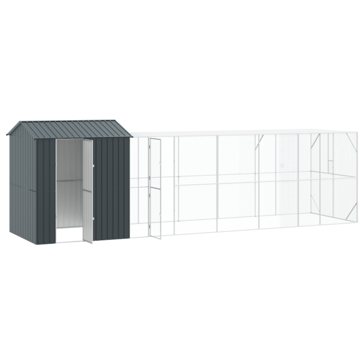 VIDAXL Aviary pour oiseaux avec extension anthracite 210x817x247 cm en acier