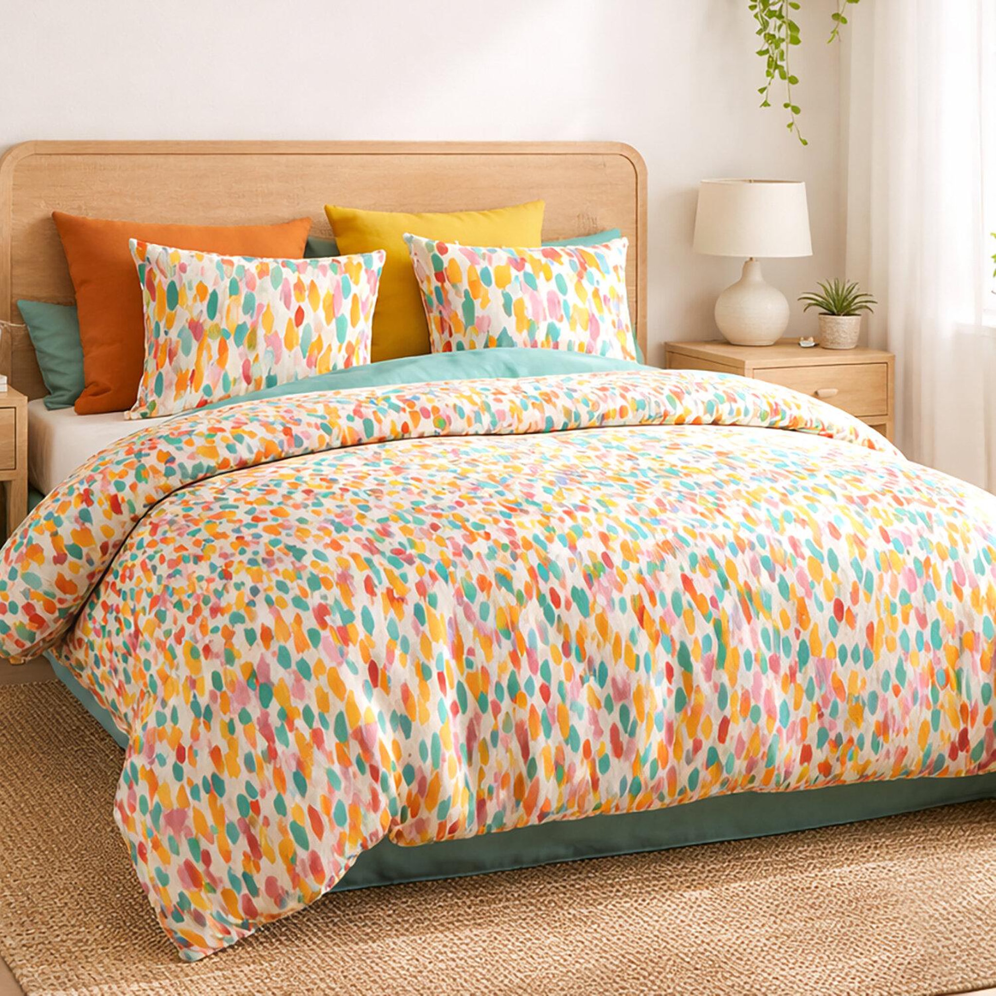 Voir la diapositive 2 : Les Ateliers du Linge Parure housse de couette 100% coton poppy