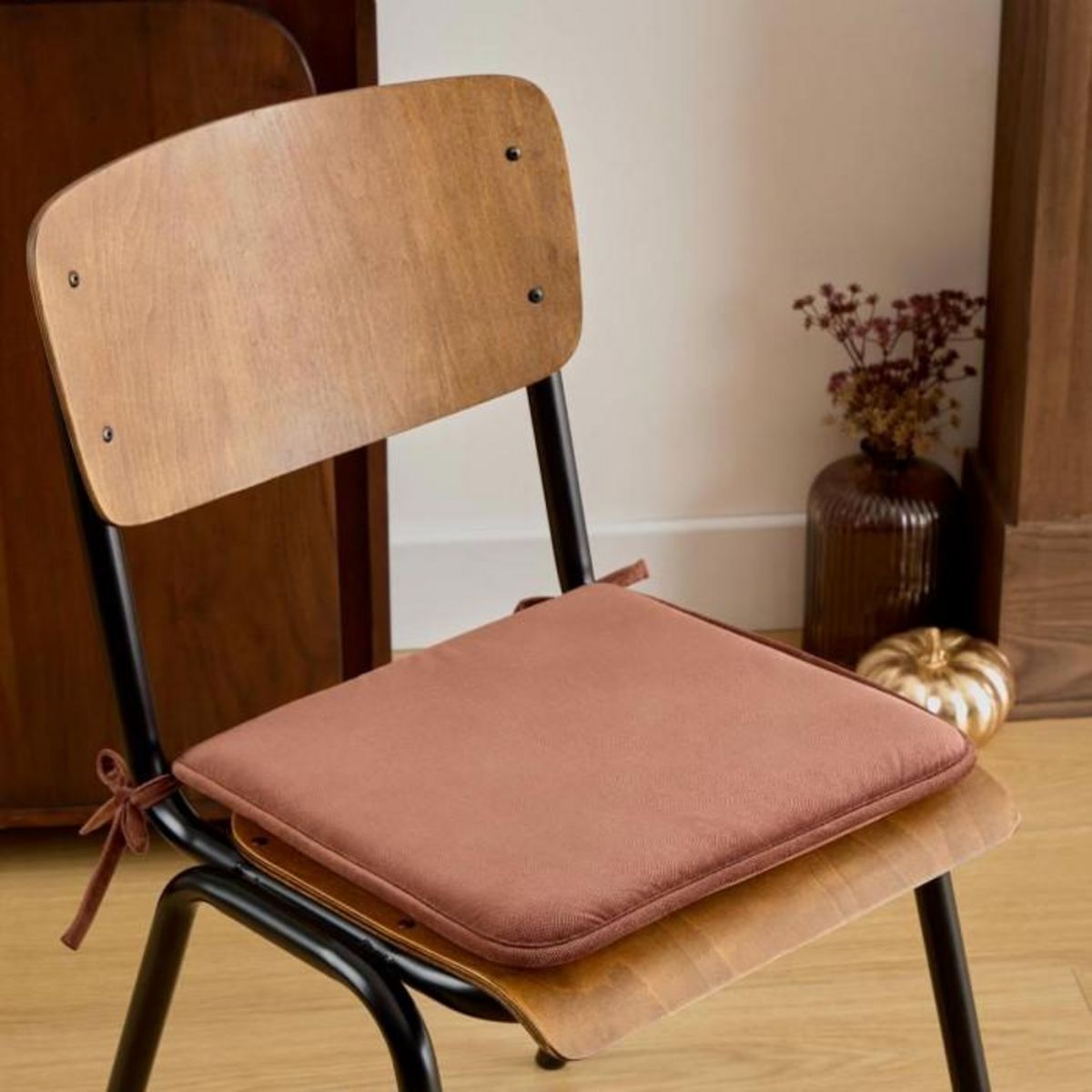 ATMOSPHERA Galette de Chaise Uni  Lilou  38x38cm Marron Tonka