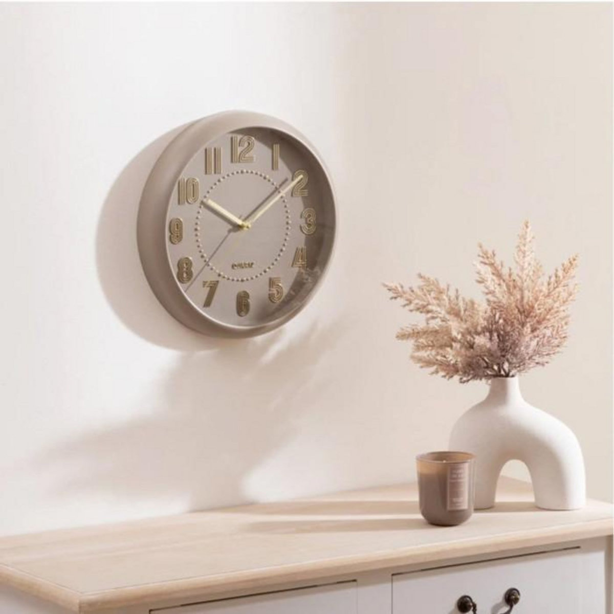 ATMOSPHERA Horloge Murale Design  Alizée  30cm Taupe