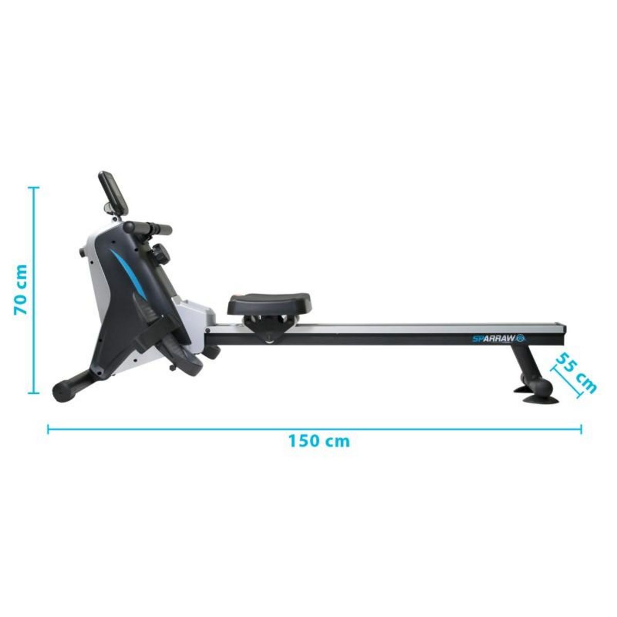SPARRAW Rameur d'appartement SUPER ROWER Résistance magnétique réglable 8 niveaux, Roue d'inertie 1.5 kg