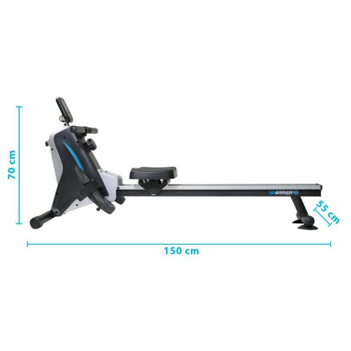SPARRAW Rameur d'appartement SUPER ROWER Résistance magnétique réglable 8 niveaux, Roue d'inertie 1.5 kg