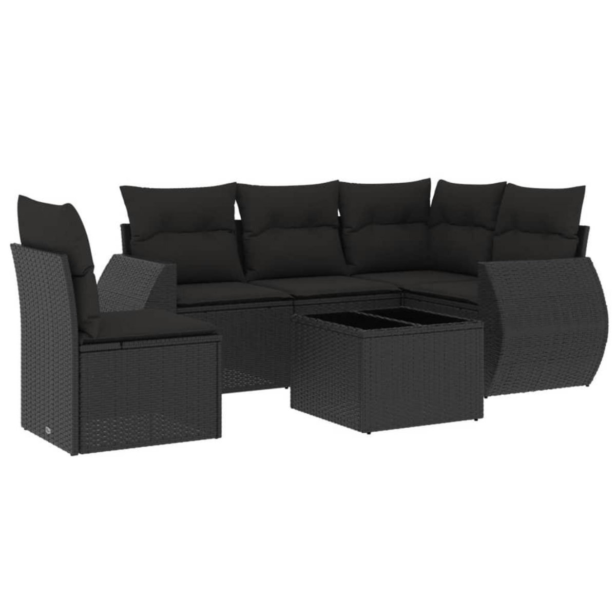 VIDAXL Salon de jardin 6 pcs avec coussins noir resine tressee
