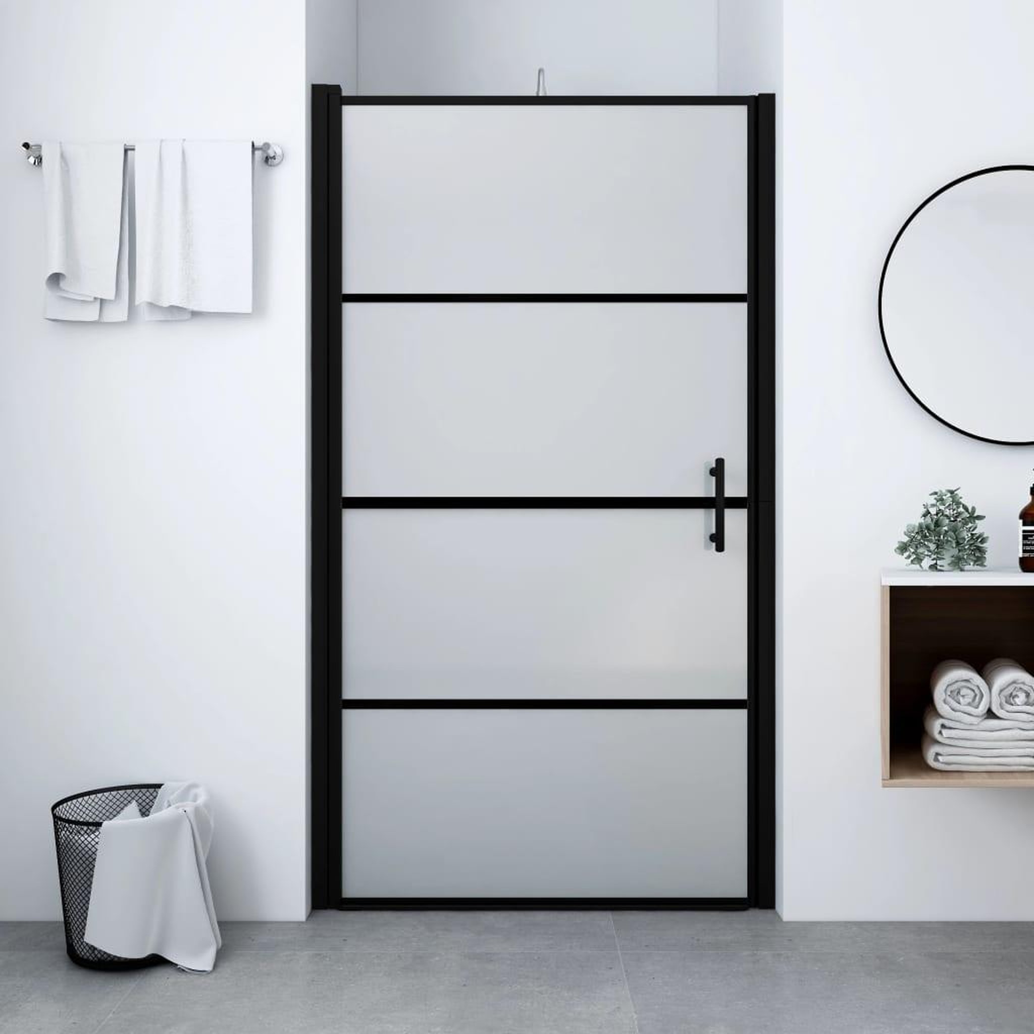 VIDAXL Porte de douche verre trempe depoli 81x195 cm noir