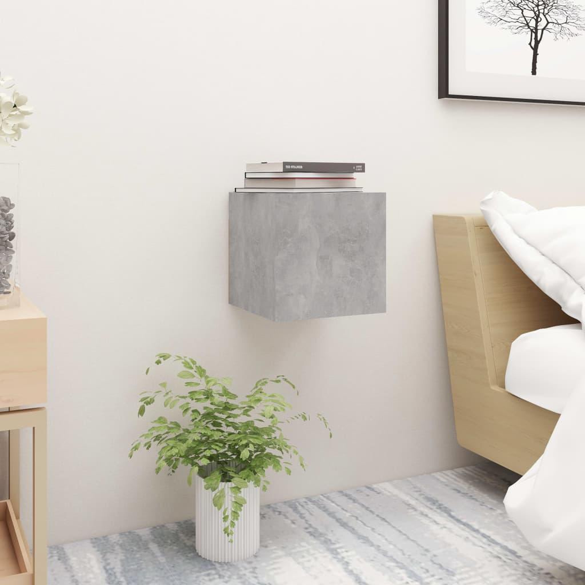 Voir la diapositive 1 : VIDAXL Table de chevet Gris beton 30,5x30x30 cm Bois d'ingenierie