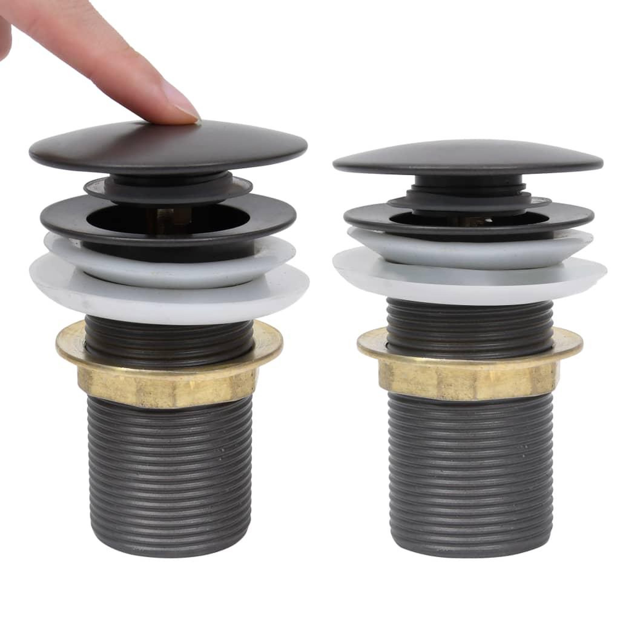 Voir la diapositive 2 : VIDAXL Drain a poussoir sans debordement Gris 6,4x6,4x9,1 cm