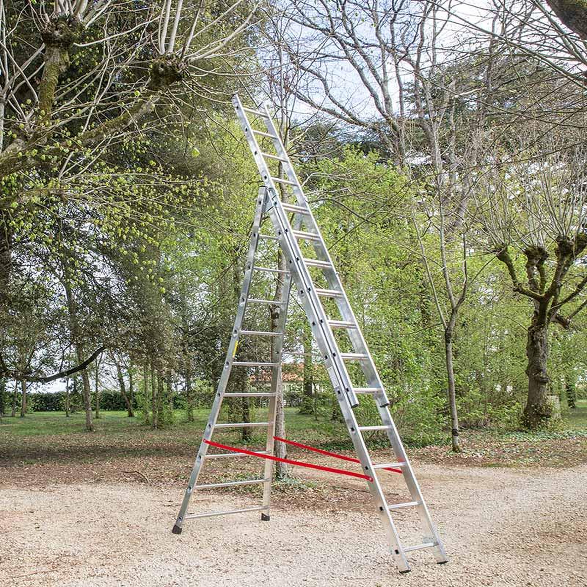 Voir la diapositive 5 : HAILO Echelle transformable base évasée 3 plans 3x11 échelons 6,5m/7,3m en alu Hailo Premium