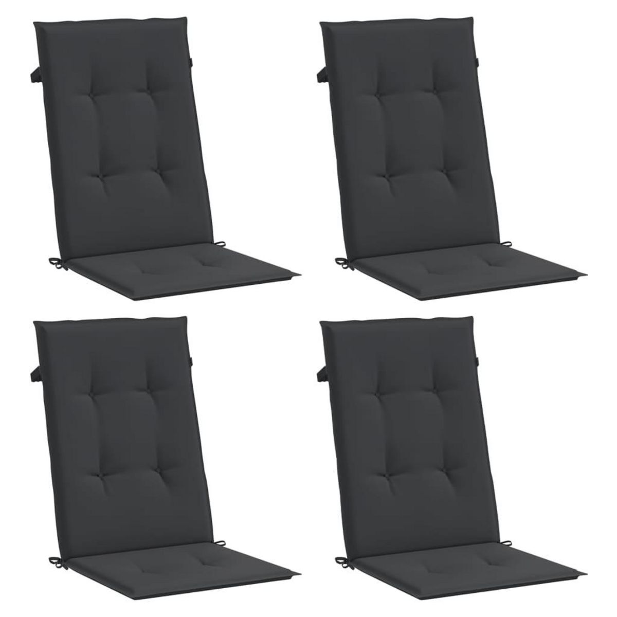 VIDAXL Coussins de chaise de jardin a dossier haut lot de 4 noir tissu