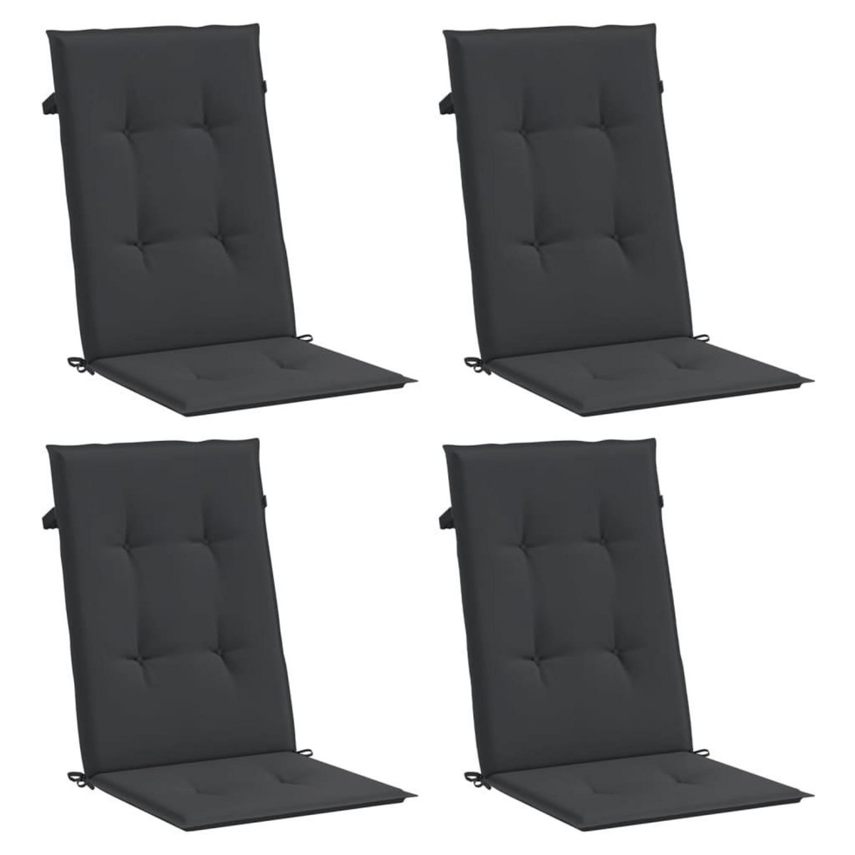 VIDAXL Coussins de chaise de jardin a dossier haut lot de 4 noir tissu