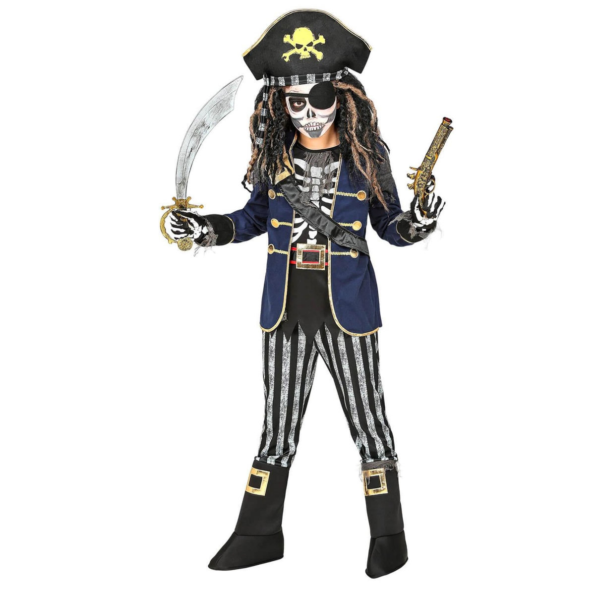 WIDMANN Déguisement de Squelette Capitaine Pirate - Garçon - 5/7 ans (110 à 122 cm)