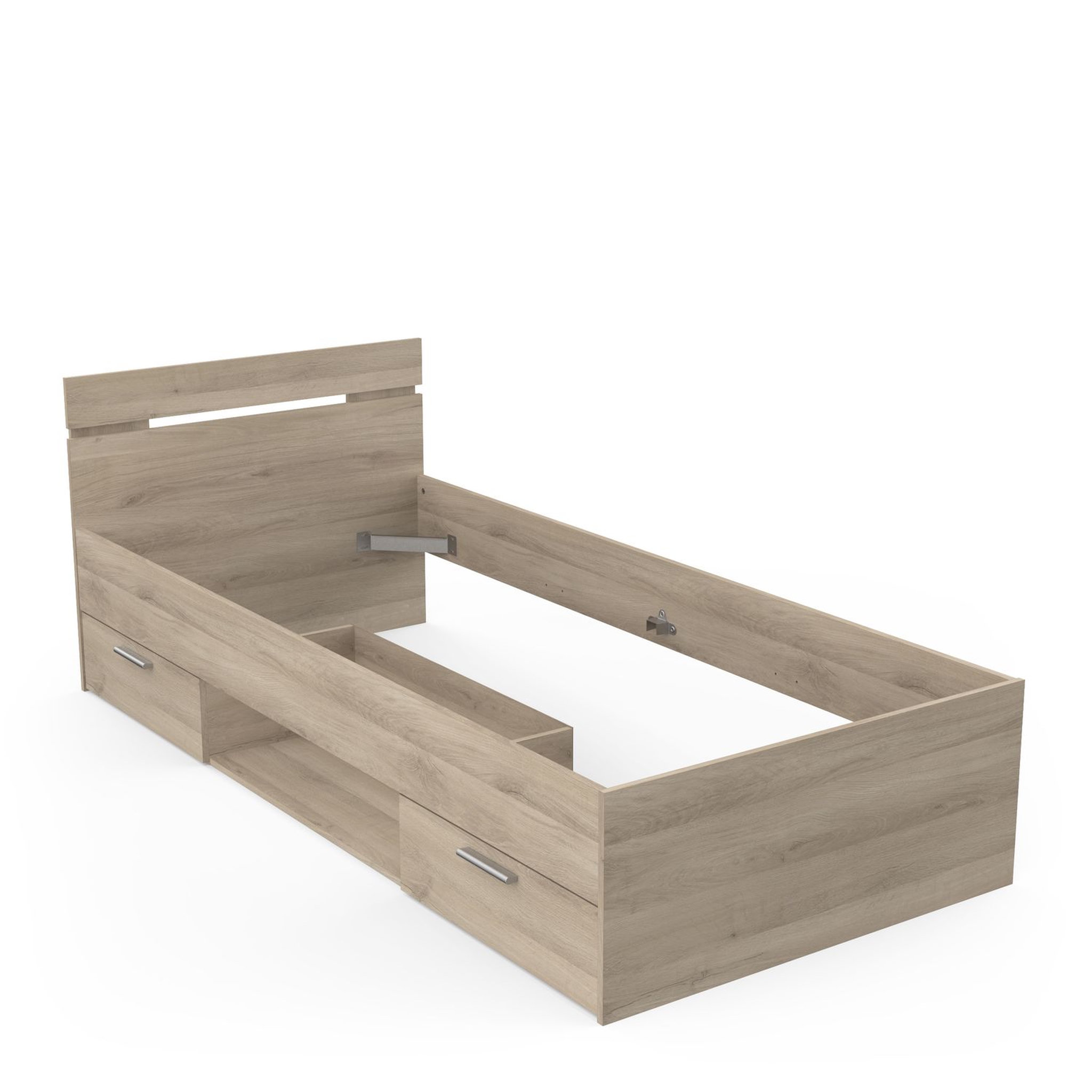 Voir la diapositive 6 : Lit  90x200cm 2 tiroirs 1 niche de rangement GANDY