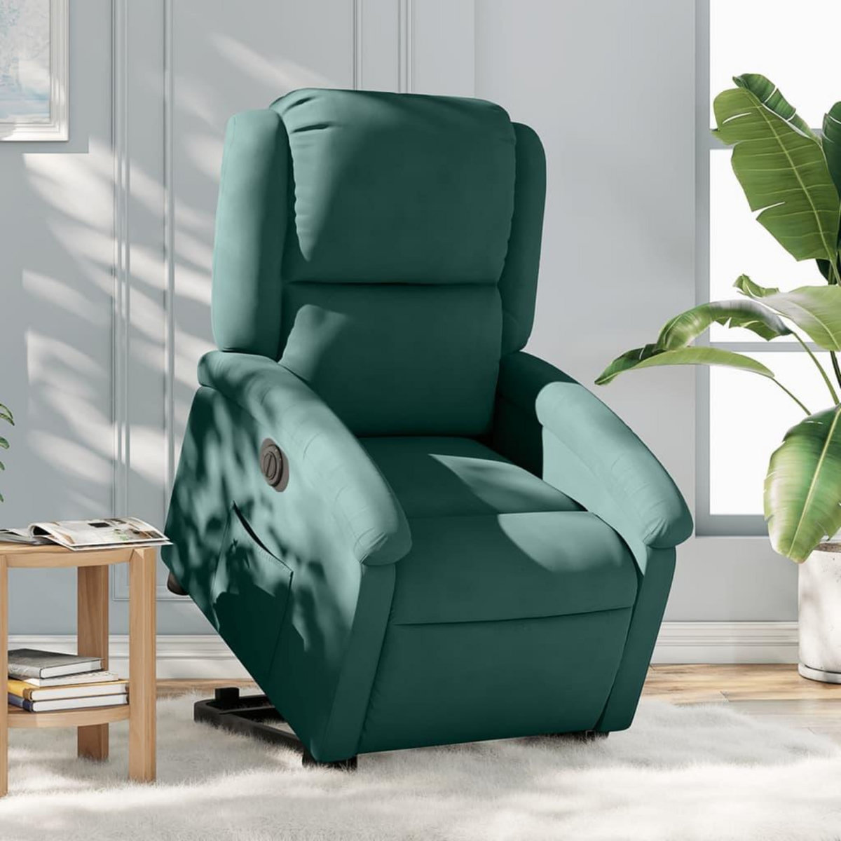 VIDAXL Fauteuil inclinable electrique vert fonce velours