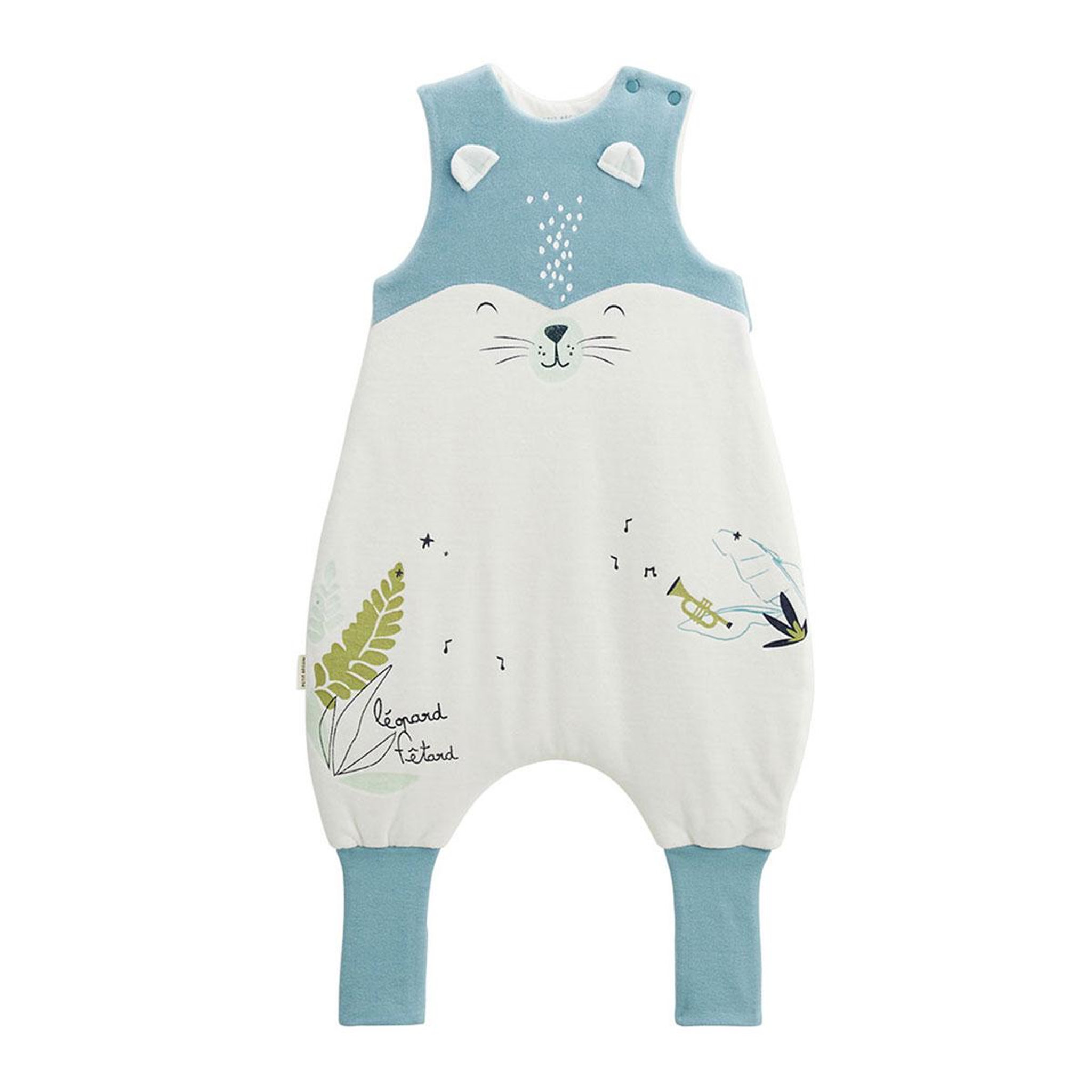 Petit Béguin Turbulette d'hiver en velours avec pieds retroussables Oscar. Coloris disponibles : Bleu