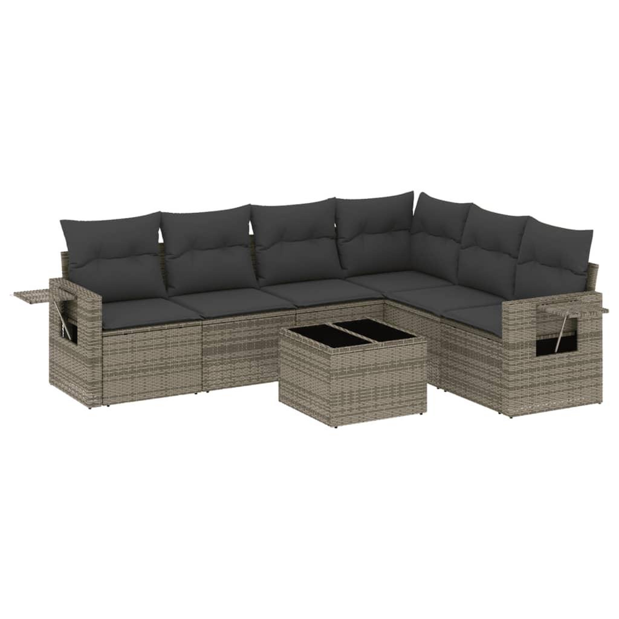 Voir la diapositive 2 : VIDAXL Salon de jardin avec coussins 7 pcs gris resine tressee