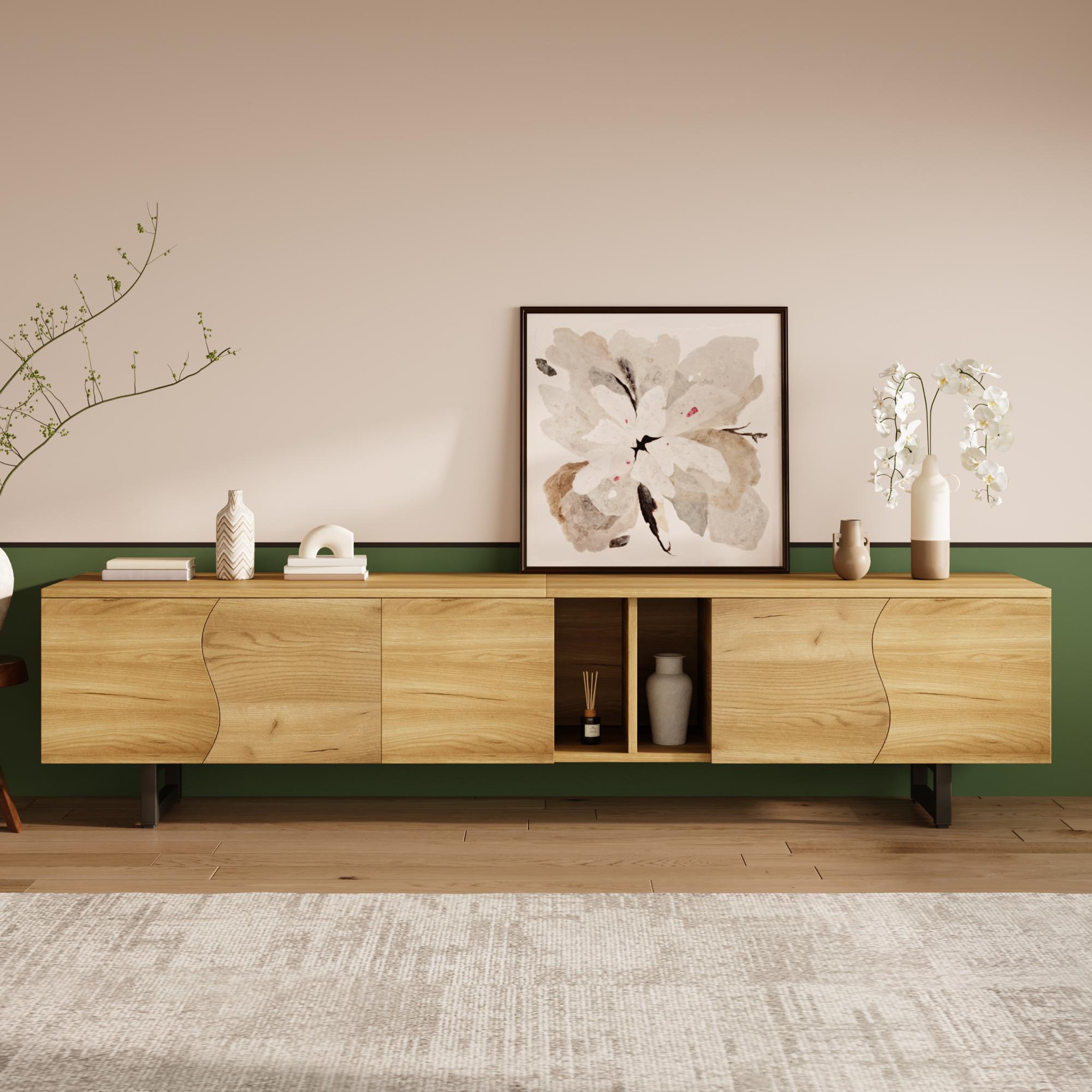 Voir la diapositive 2 : MERAX Meuble tv naturel 191 cm mdf