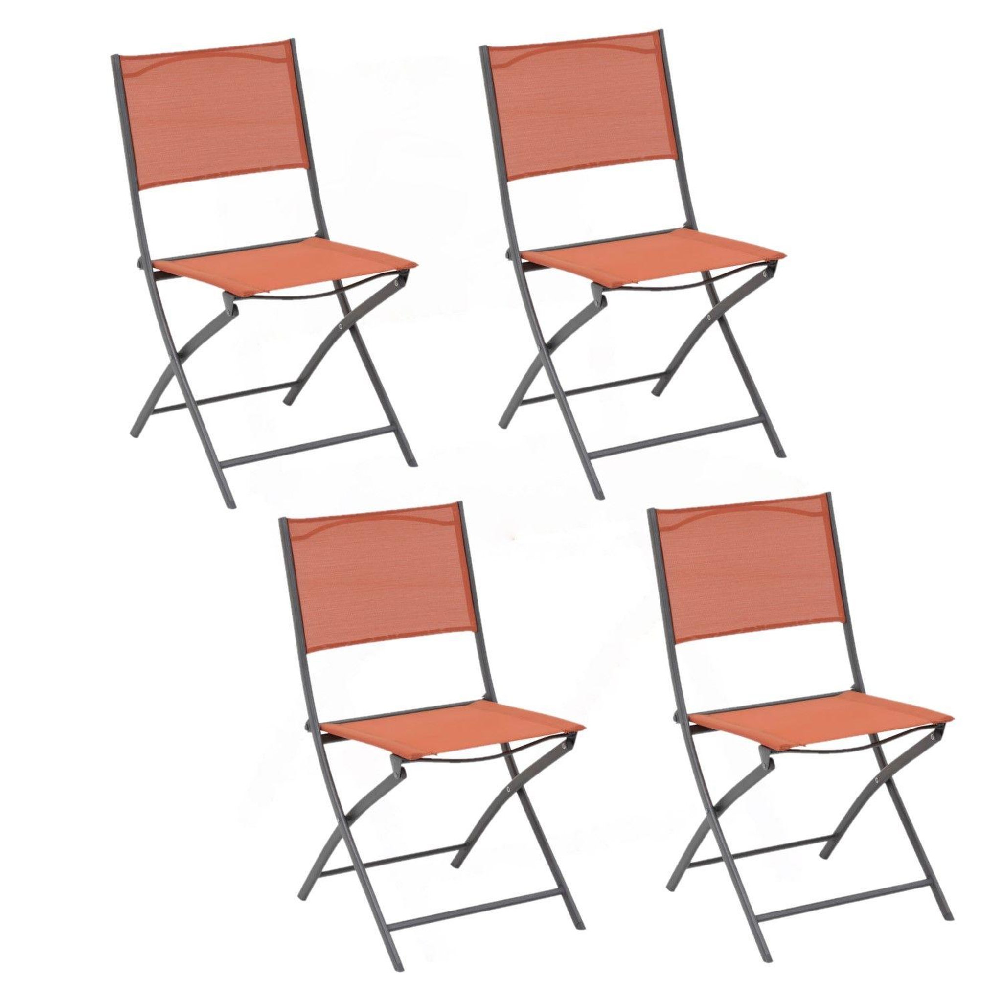 Voir la diapositive 1 : TOILINUX Lot de 4 Chaises de jardin pliables Modula