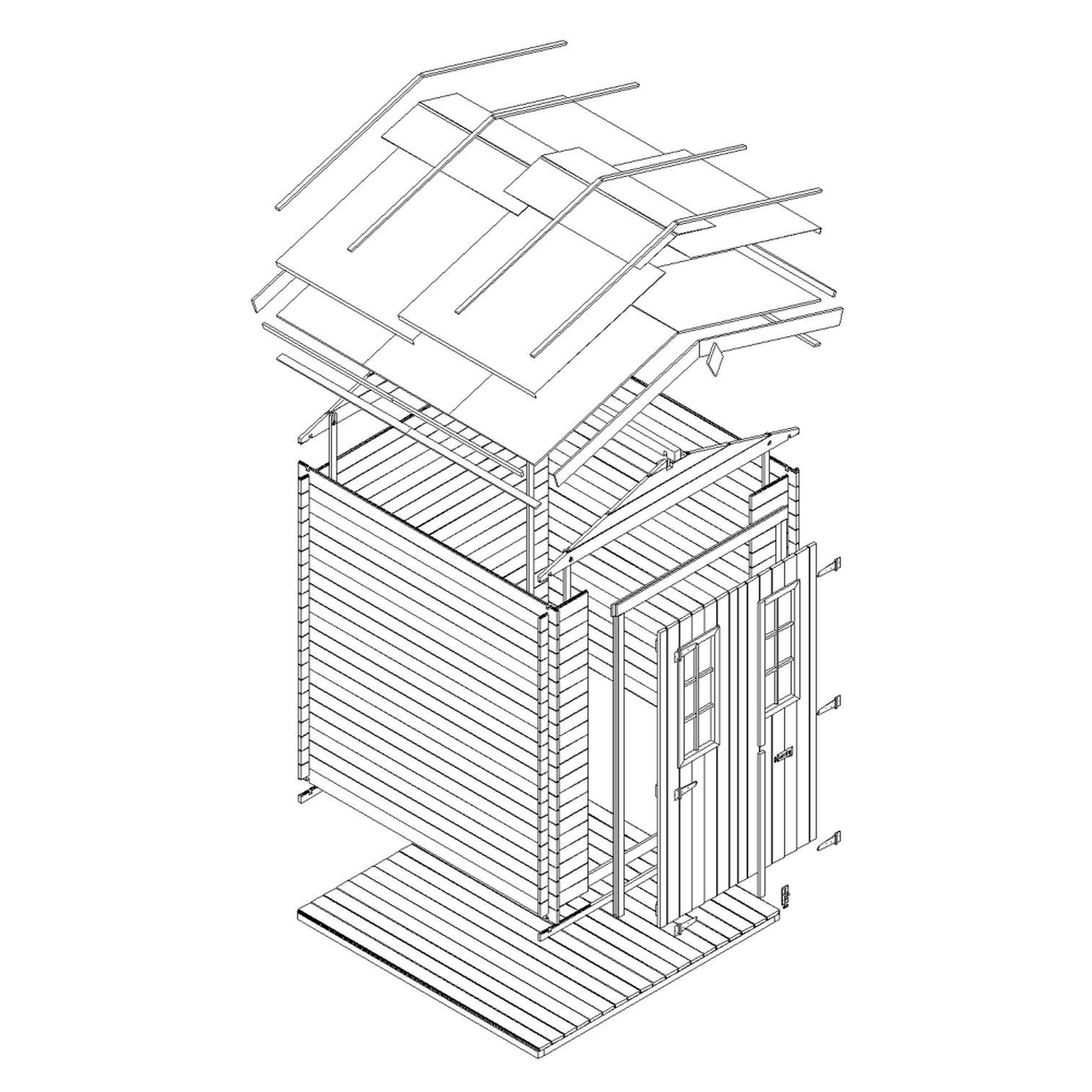 Voir la diapositive 6 : TIMBELA Abri de Jardin en Bois 3.53m² Cabanon Jardin Exterieur à Outils, avec sol imprégné M343C+M343G