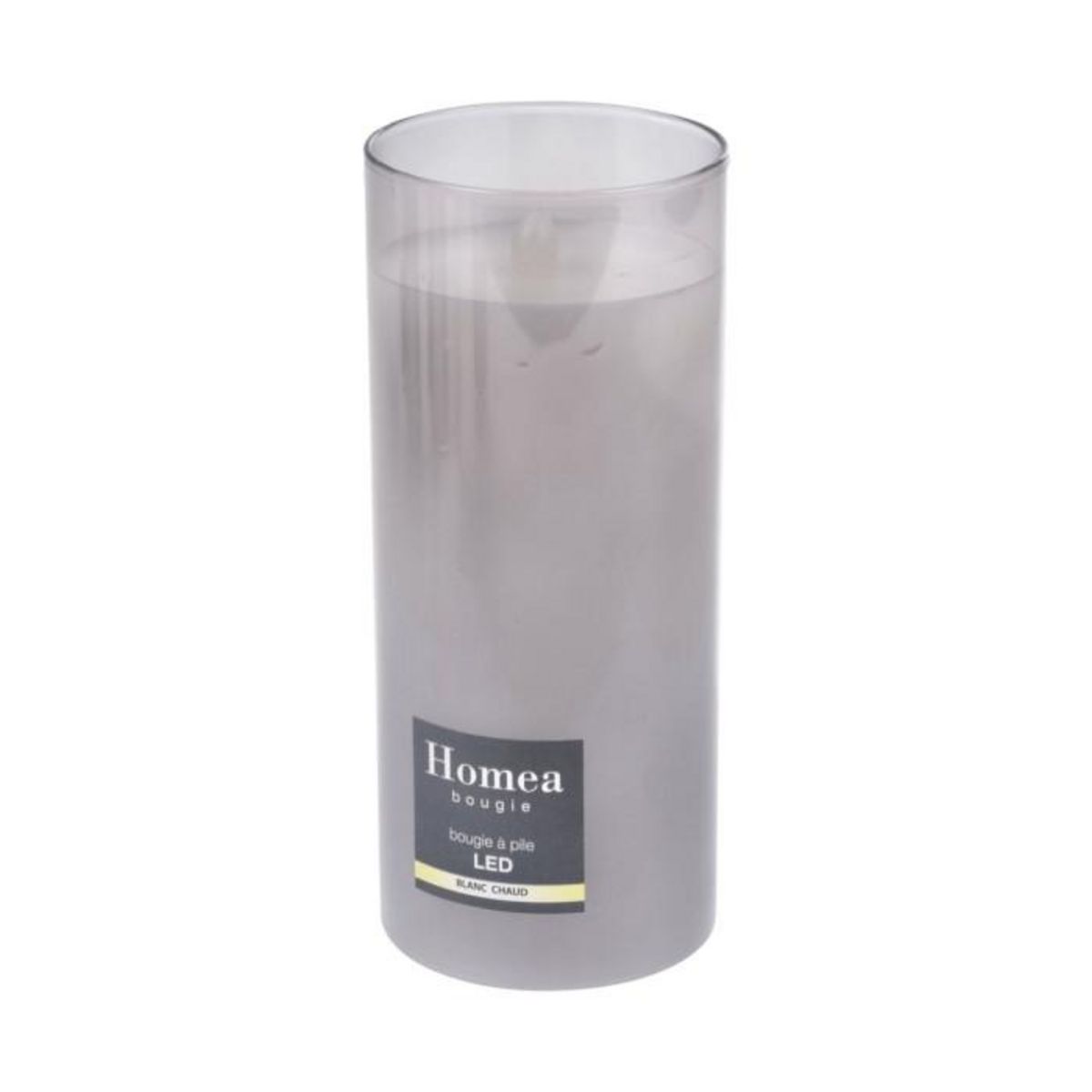 Paris Prix Bougie Ronde LED  Verrine  17cm Gris Clair