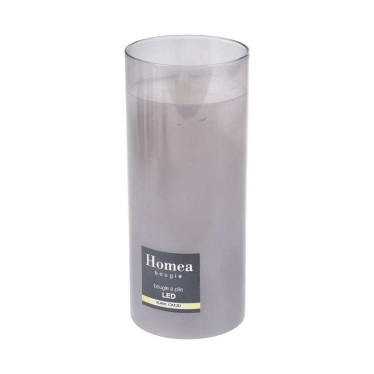 Paris Prix Bougie Ronde LED  Verrine  17cm Gris Clair