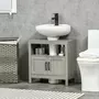 KLEANKIN Meuble salle de bain - meuble sous-vasque - placard 2 portes, niche - dim. 60L x 30l x 60H cm - panneaux de particules aspect bois gris