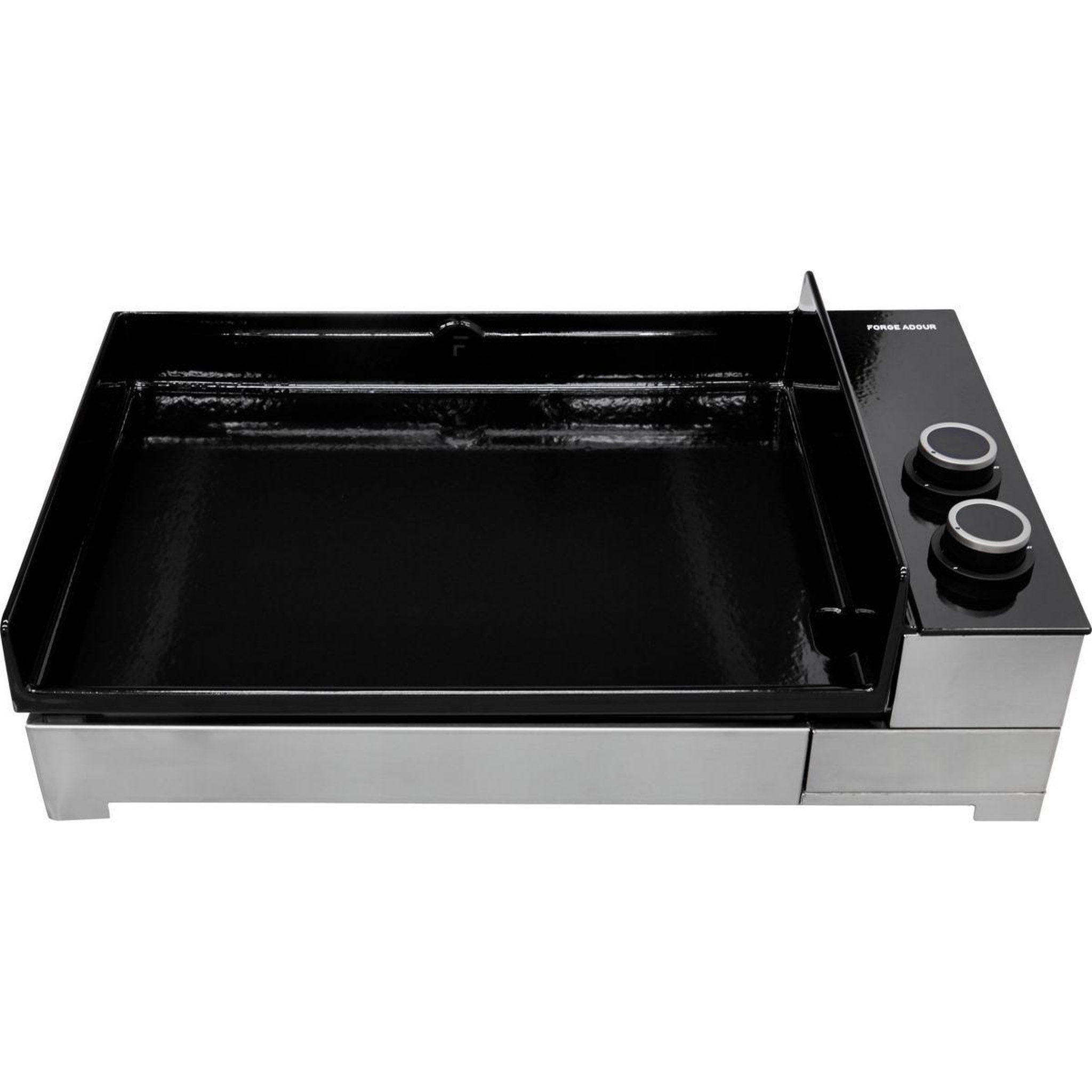 Voir la diapositive 2 : FORGE ADOUR Plancha gaz premium 60 inox 2brûleurs à poser, 58.5x40.5 cm